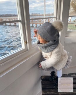 BERET Z POMPONEM LIGHT GREY #230