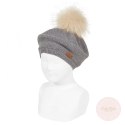 BERET Z POMPONEM LIGHT GREY #230