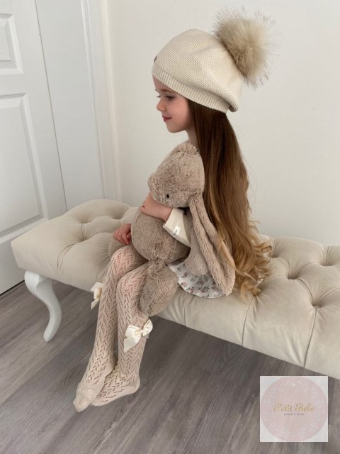 BERET Z POMPONEM LINEN #304