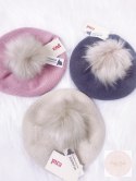 BERET Z POMPONEM LINEN #304