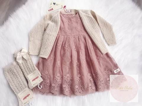 PODKOLANÓWKI AŻUROWE Z KOKARDĄ LINEN CONDOR #304