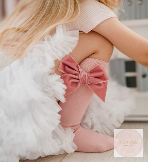 PODKOLANÓWKI BAWEŁNIANE Z KOKARDĄ VELVET ROSA PALO