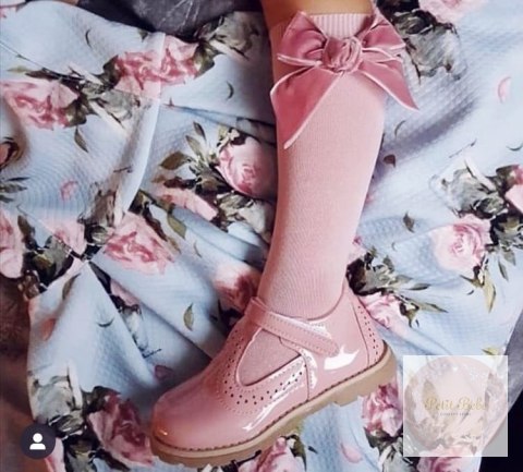 PODKOLANÓWKI BAWEŁNIANE Z KOKARDĄ VELVET ROSA PALO