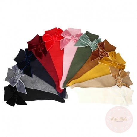 PODKOLANÓWKI BAWEŁNIANE Z KOKARDĄ VELVET ROSA PALO