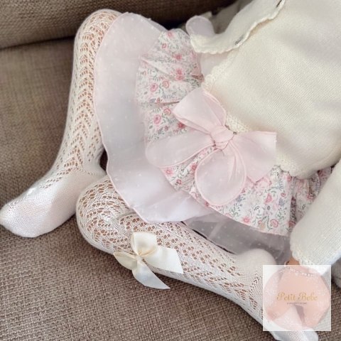 RAJSTOPY AŻUROWE Z KOKARDĄ ECRU CONDOR #303