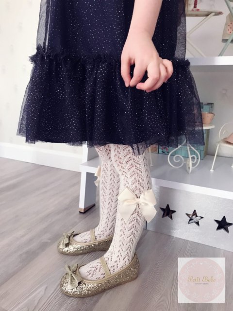 RAJSTOPY AŻUROWE Z KOKARDĄ ECRU CONDOR #303