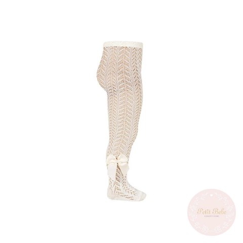 RAJSTOPY AŻUROWE Z KOKARDĄ ECRU CONDOR #303