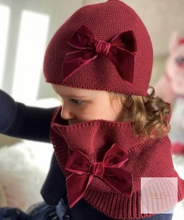 CZAPKA Z KOKARDĄ VELVET BORDO CONDOR #575