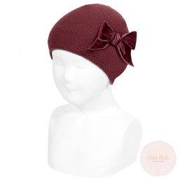 CZAPKA Z KOKARDĄ VELVET BORDO CONDOR #575