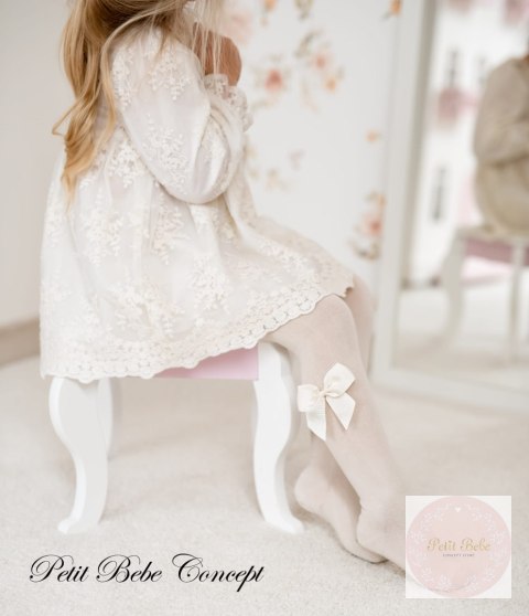 RAJSTOPY BASIC Z KOKARDĄ ECRU #303