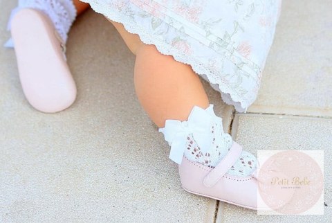 SKARPETKI AŻUROWE Z KOKARDĄ BIANCO BIAŁE #200