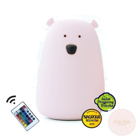 Lampka miś różowa z pilotem