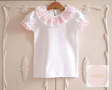 BLUZKA PINK LACE COLLAR BABY LAI KRÓTKI RĘKAWEK