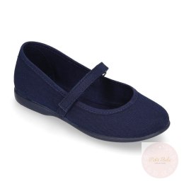 BUTY BALERINY MARY JANE NAVY BLUE Z PASKIEM NA RZEPĘ GRANATOWE