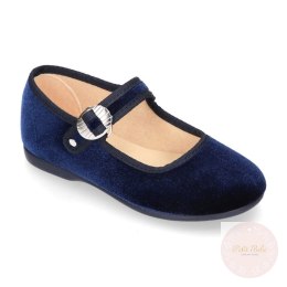 BUTY BALERINY VELVET MARY JANE NAVY BLUE GRANATOWE