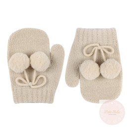 RĘKAWICZKI BABY Z POMPONEM LINEN CONDOR #304