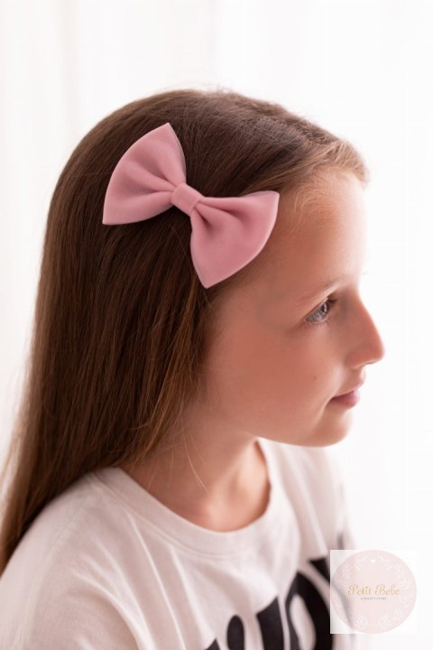 SPINKA Z KOKARDĄ DO WŁOSÓW - JASNY BRUDNY RÓŻ MANUFAKTURA FALBANEK