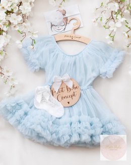 SUKIENKA TIULOWA BŁĘKIT LITTLE DOLLY FRILLY DRESS LIGHT BLUE