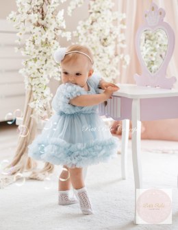 SUKIENKA TIULOWA BŁĘKIT LITTLE DOLLY FRILLY DRESS LIGHT BLUE