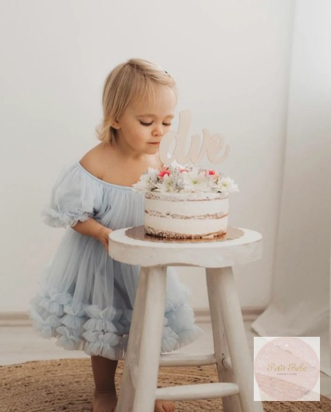 SUKIENKA TIULOWA BŁĘKIT LITTLE DOLLY FRILLY DRESS LIGHT BLUE