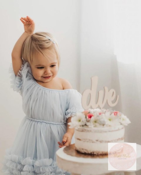 SUKIENKA TIULOWA BŁĘKIT LITTLE DOLLY FRILLY DRESS LIGHT BLUE