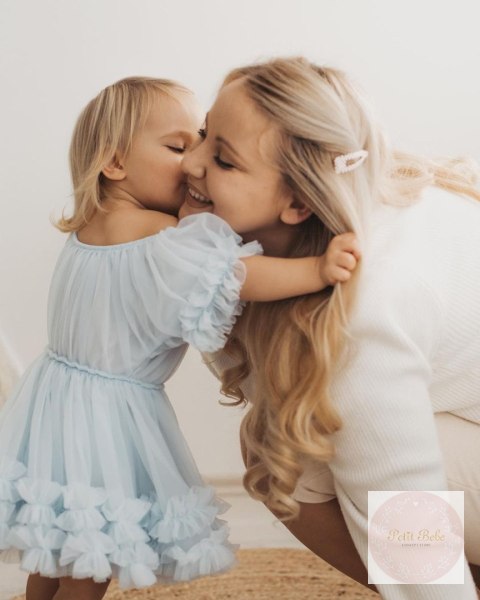 SUKIENKA TIULOWA BŁĘKIT LITTLE DOLLY FRILLY DRESS LIGHT BLUE