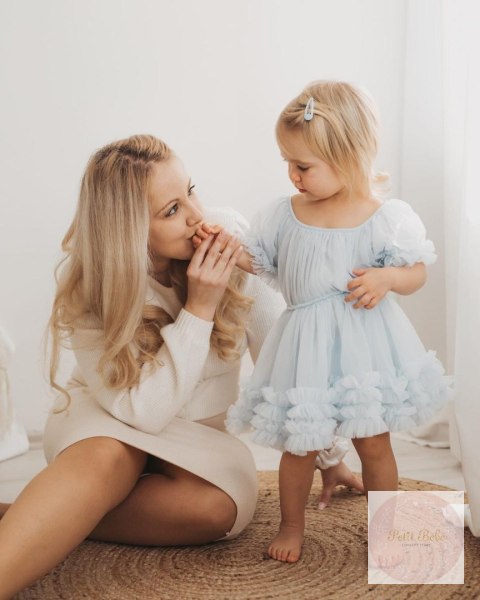 SUKIENKA TIULOWA BŁĘKIT LITTLE DOLLY FRILLY DRESS LIGHT BLUE
