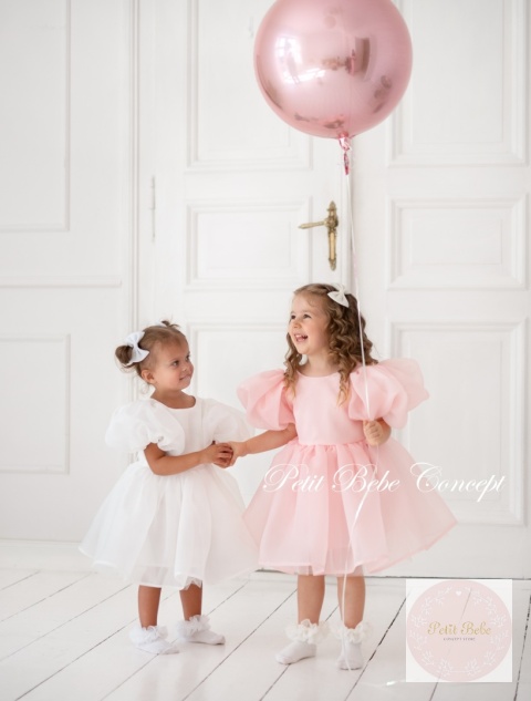 SUKIENKA TIULOWA DOLLY PUFF dla dziewczynki na wesele BIAŁA